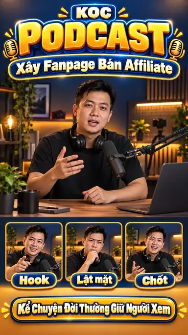Tạo Video KOC PODCAST Xây Fanpage – Bán AFFILIATE