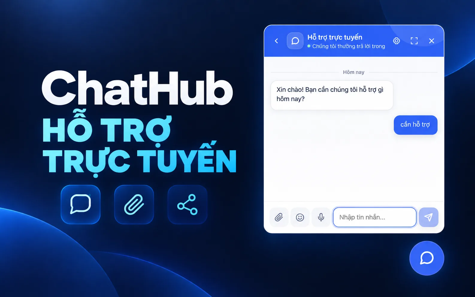 Tiện ích Live Chat ChatHub nhúng trực tiếp trên website doanh nghiệp