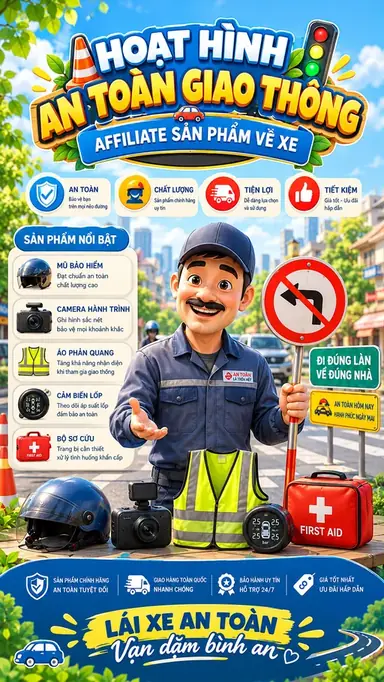 Tạo Video Hoạt Hình An Toàn Giao Thông - Affiliate Sản Phẩm Về Xe