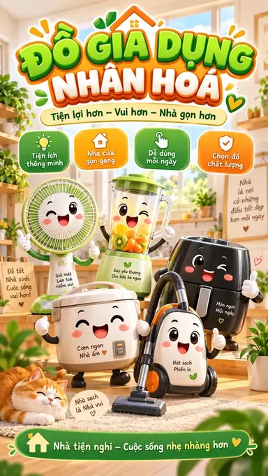 Tạo Video Đồ Gia Dụng Nhân Hoá Cà Khịa