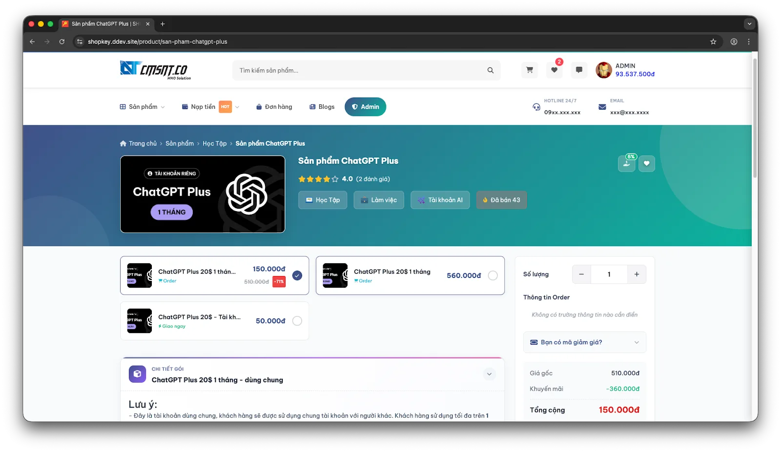 Tạo website bán tài khoản Premium bản quyền, bán key sản phẩm digital - ảnh 5