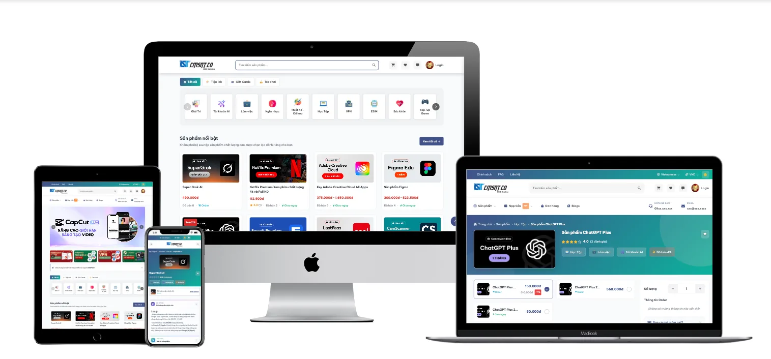 Tạo website bán tài khoản Premium bản quyền, bán key sản phẩm digital - ảnh 1