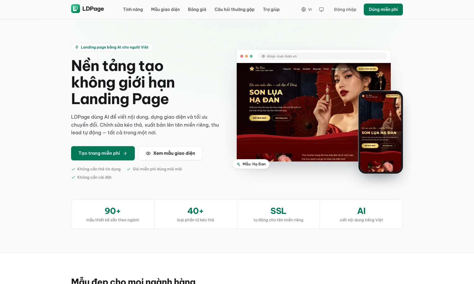 LDPage - Hệ thống tạo không giới hạn LandingPage & HomePage - ảnh 1