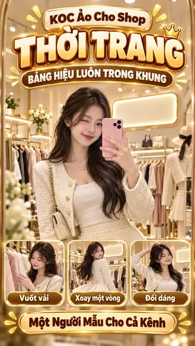 Tạo Video KOC Ảo Cho Shop Thời Trang Có Bảng Hiệu