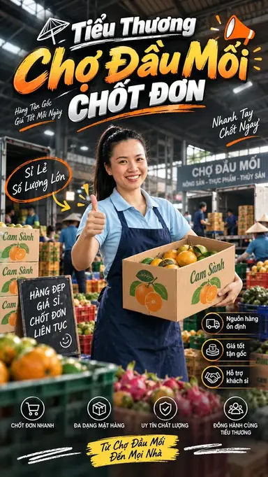 Tạo Video Tiểu Thương Chợ Đầu Mối Chốt Đơn